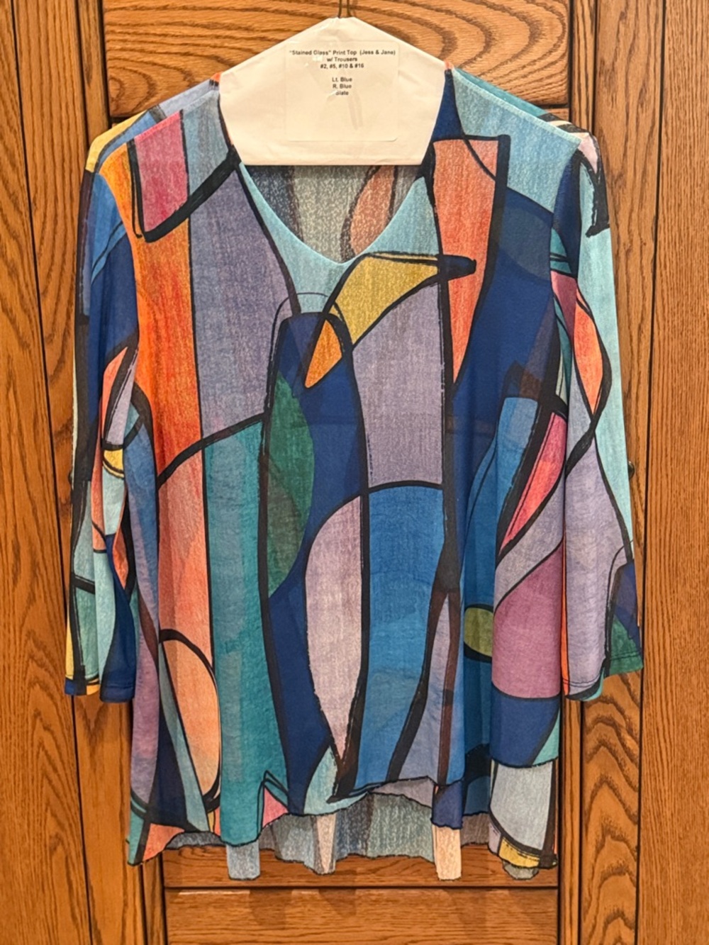 Colorful Abstract Print Women's Top - Blue Multi